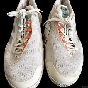 Adidas White and Orange Athletic Court Shoes